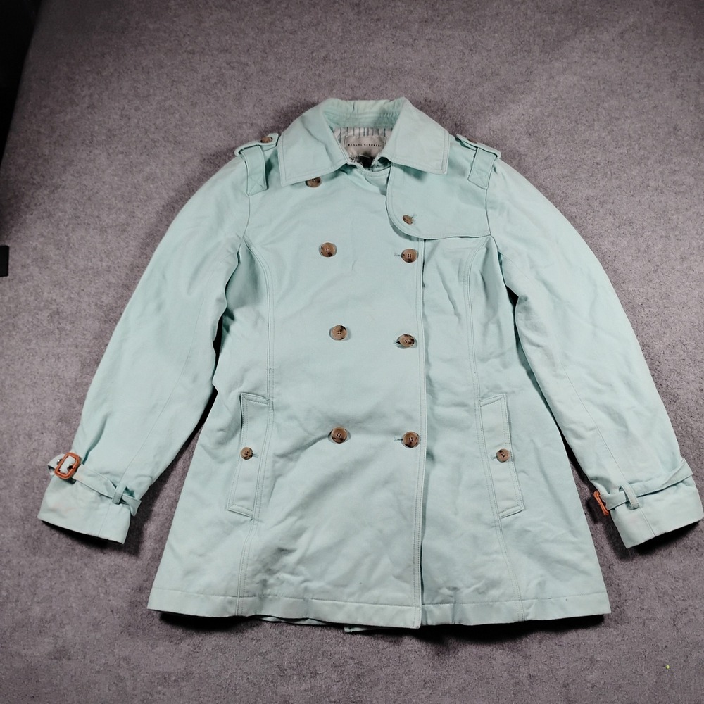 Banana Republic Womens XL Mint Green Double Breasted Trench Coat